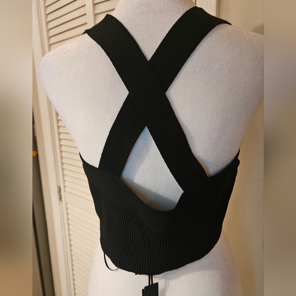 HOUSE OF HARLOW 1960 Luxe essentials Black ribbed crop top. Size L NWT - Picture 5 of 13